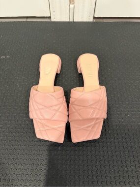 Pink Quilted Slide Sandals